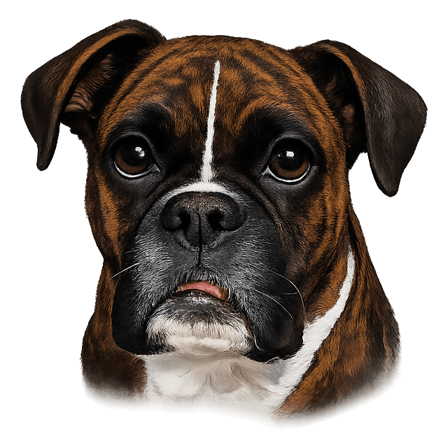 Chuck, a brindle Boxer